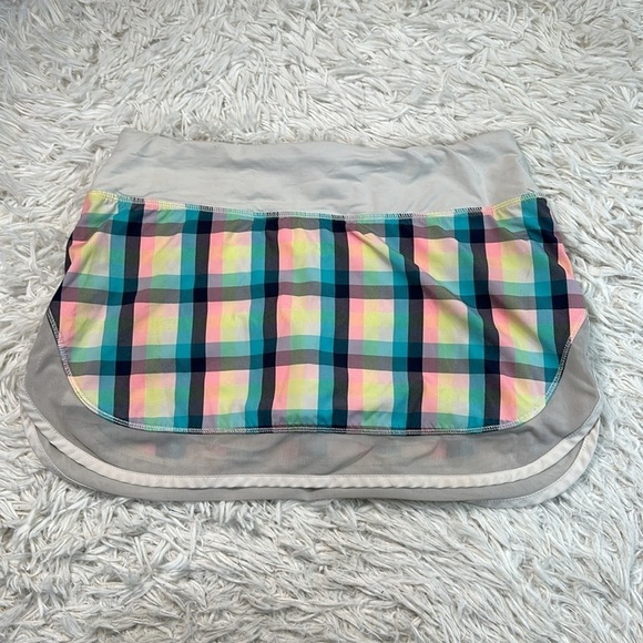 Lululemon Hotty Hot Skirt *4-way Stretch Wee Wheezy Check Bleached Coral Cadet B - Picture 1 of 8